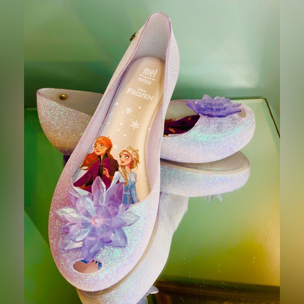 Frozen Glitter Shoes with Purple Flower